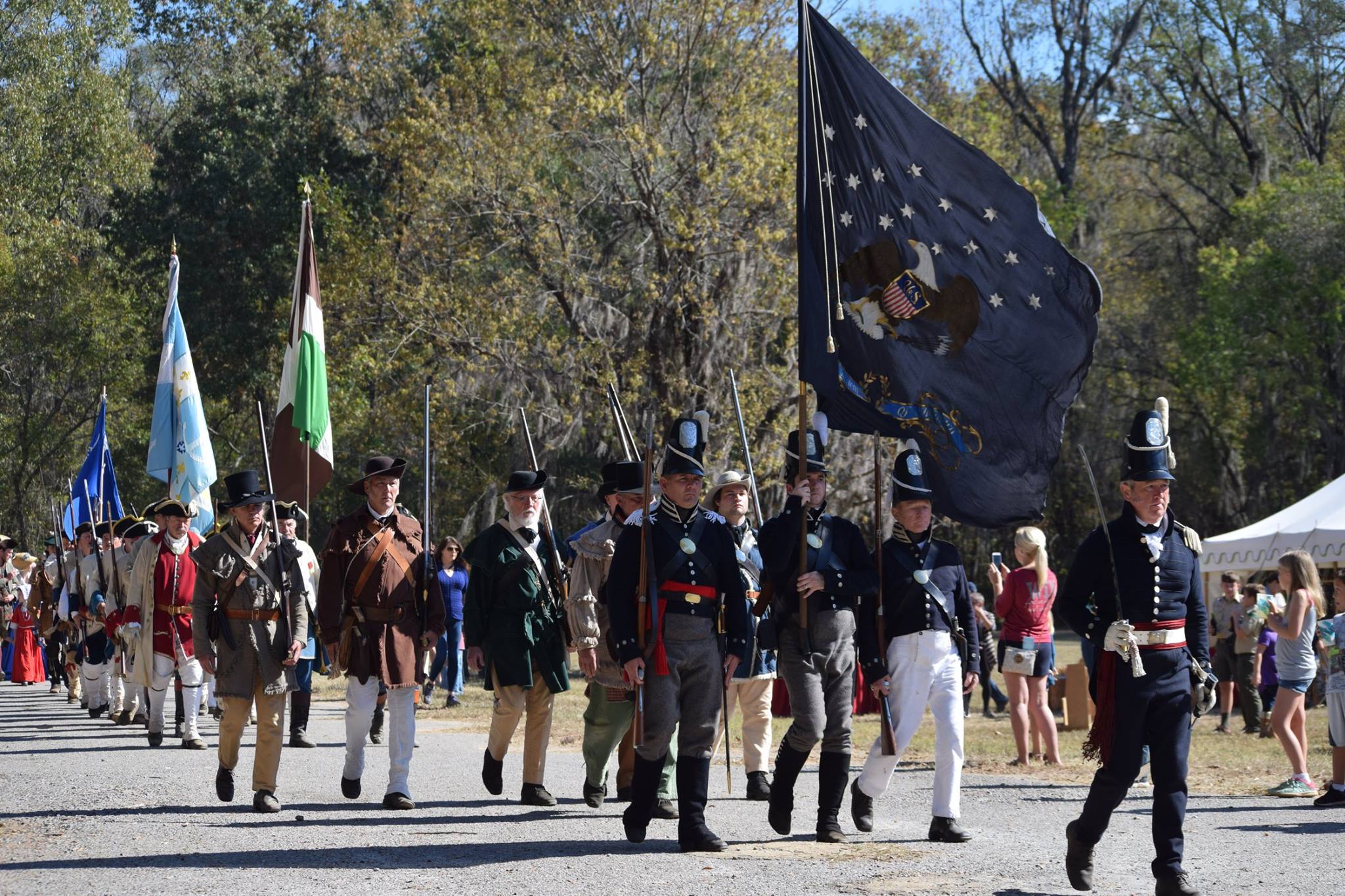 Costumed participants parading at a Fort Toulouse–Fort Jackson event